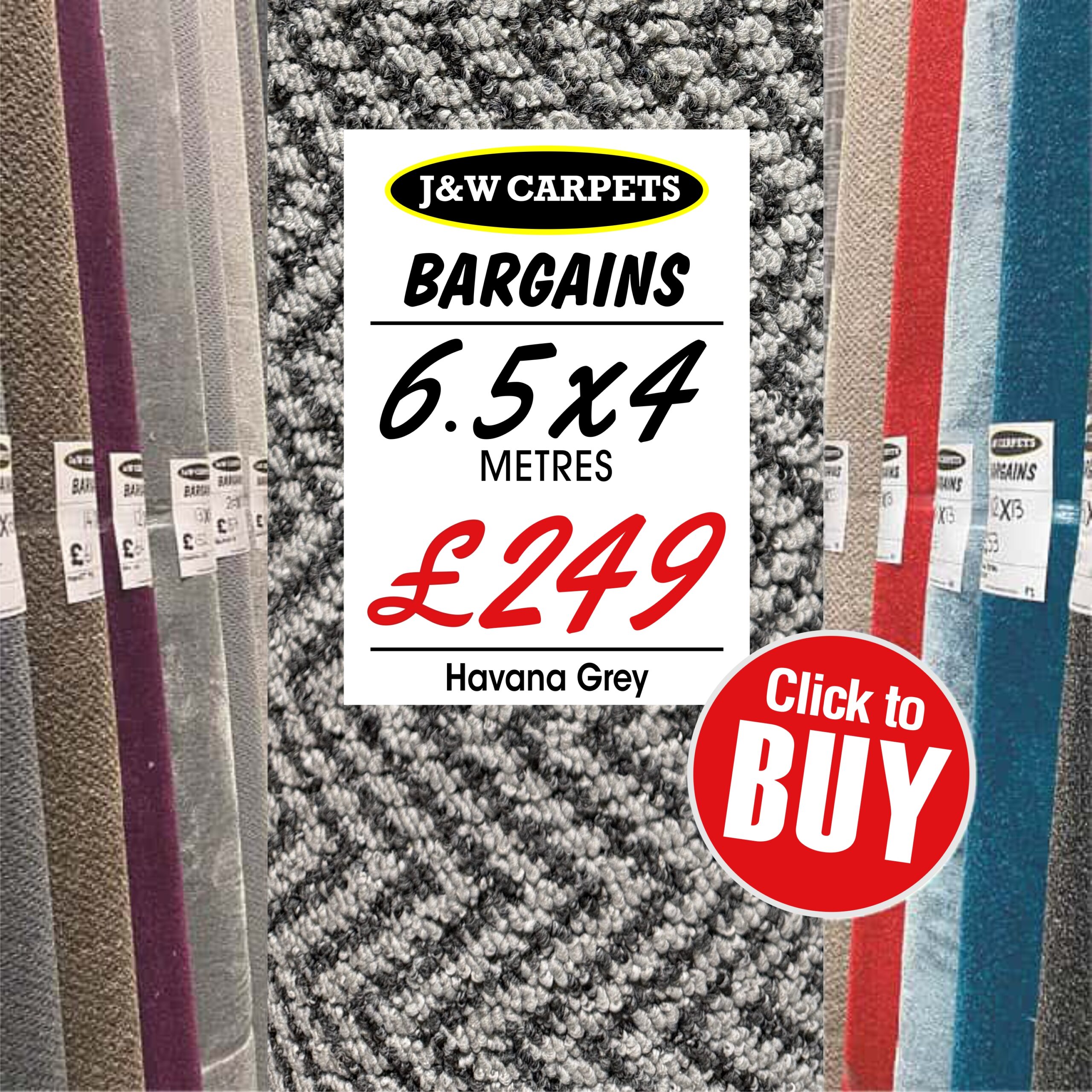 Havana Grey – 6.5x4m – Carpet Roll End
